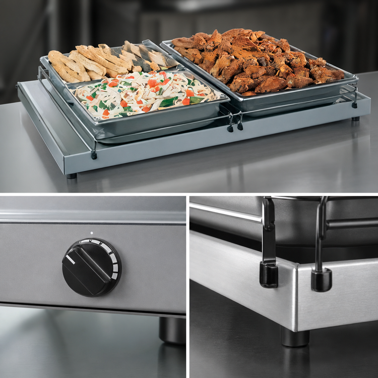 Product image #3 for Hatco Glo-Ray Freestanding Heated Shelf, 48 Inch W x 15-1/2 Inch D, Stainless Steel Top