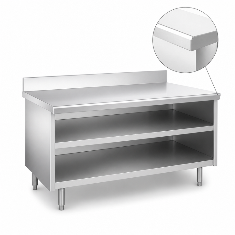 Product image #3 for La Rosa 84" x 28" Stainless Steel Utility Stand Open Cabinet Base with Undershelf