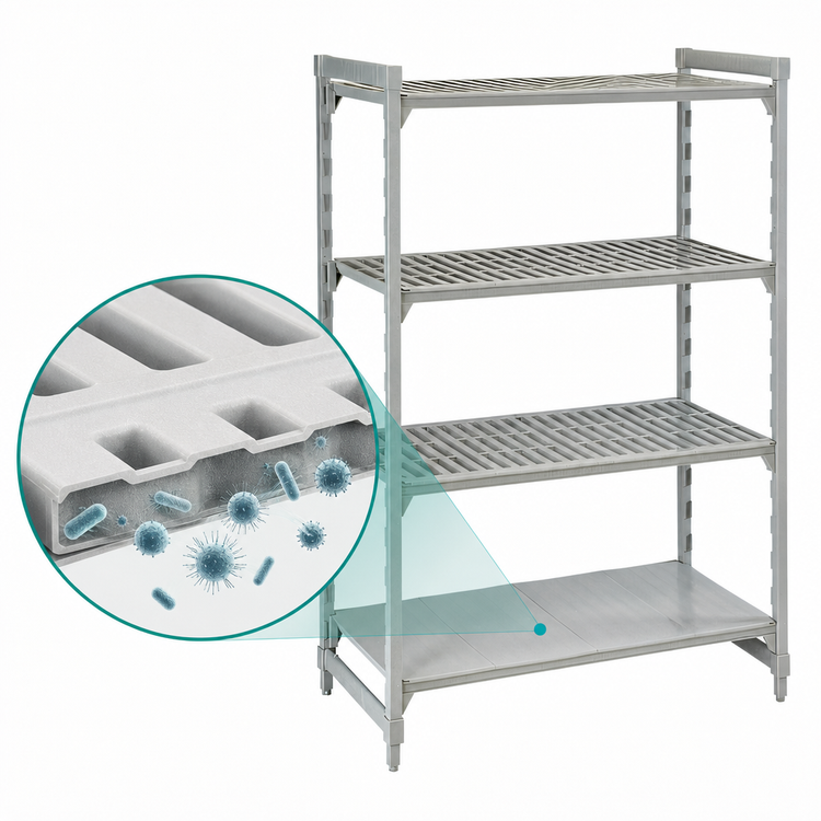 Product image #4 for Cambro Camshelving Premium 18" x 30" x 84" 4-Shelf Vented and Solid Stationary Starter Unit