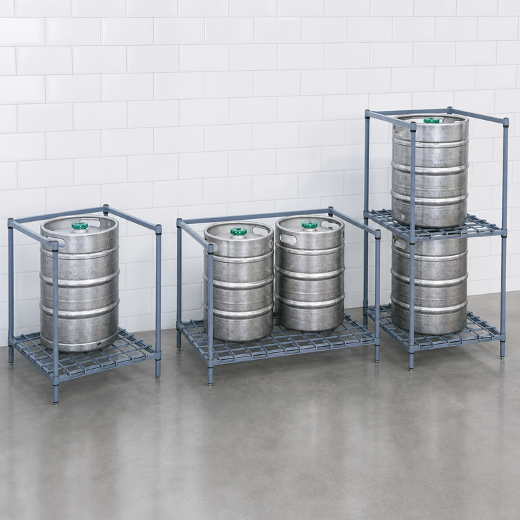 Product image #3 for Quantum Modular Wire Keg Dunnage Rack, 3-Keg Capacity, Gray Epoxy Antimicrobial Finish