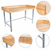 Thumbnail image #3 for BK Resources 60 x 36 Inch Hard Maple Bakers' Table with Galvanized Open Base and Coved Risers