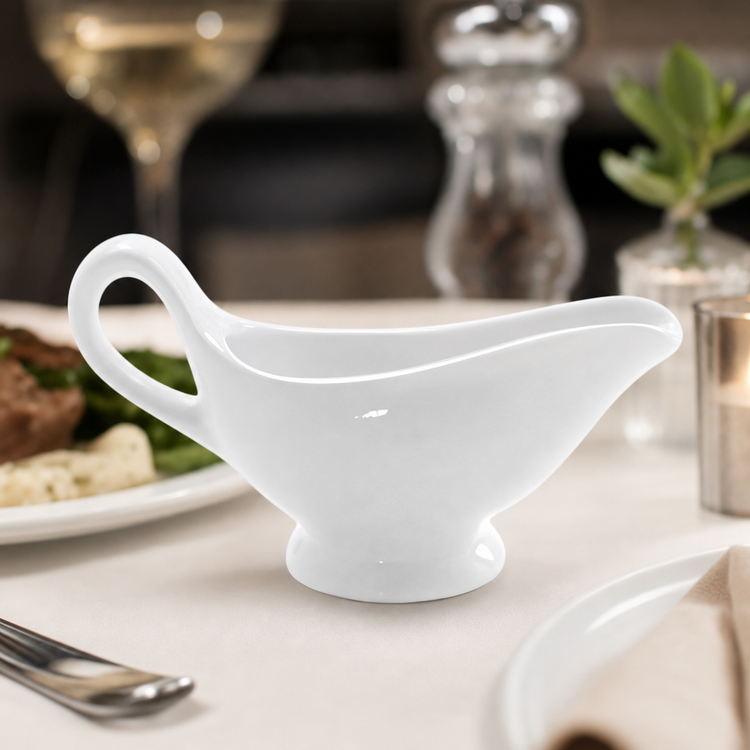 Product image #3 for American Metalcraft Small White Porcelain Gravy Boat, 3 oz., with Tapered Spout