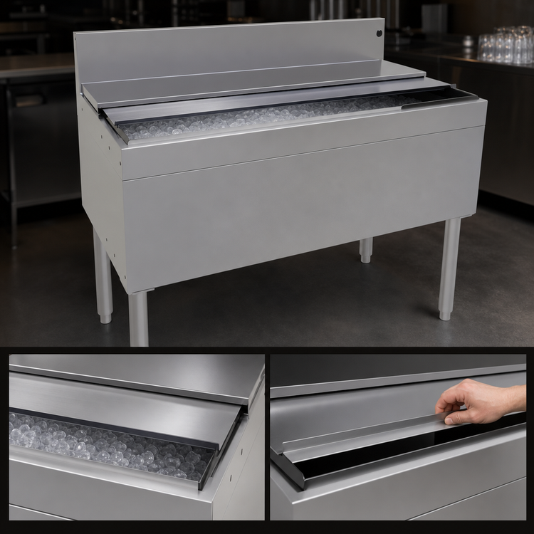 Product image #3 for Glastender 42-Inch Underbar Ice Bin with Sliding Stainless Steel Cover