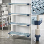 Thumbnail image #3 for Metro MetroMax 4 AX526G4 All-Polymer Add-On Shelving Unit, 4 Open Grid Shelves, 30W x 24D x 63H, Blue
