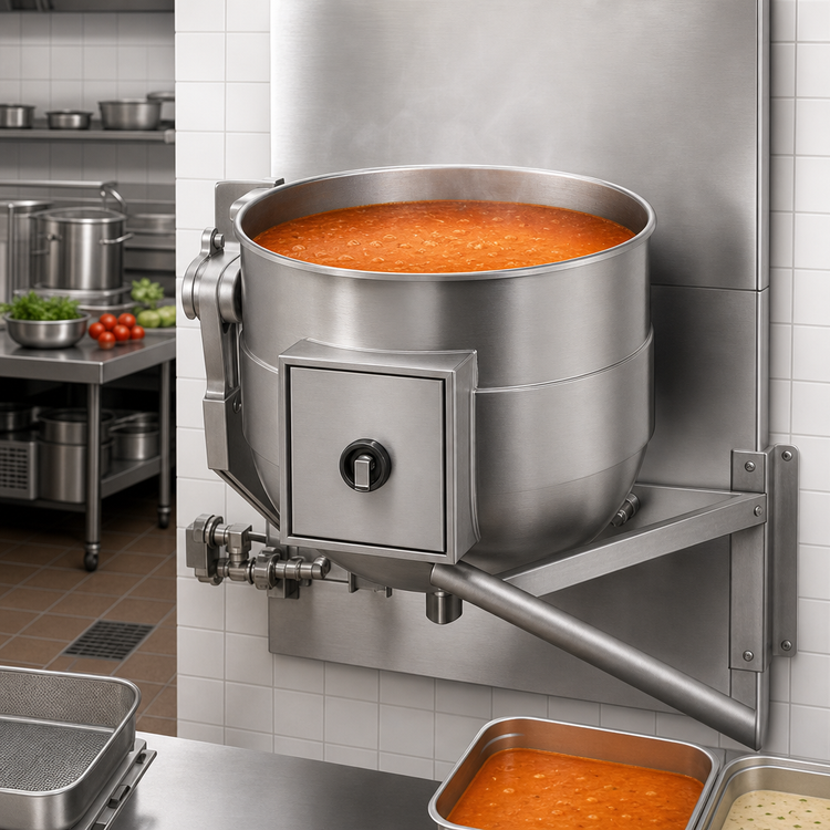 Product image #3 for Legion 50-Gallon Direct Steam Tilting Wall-Mount Steam Kettle