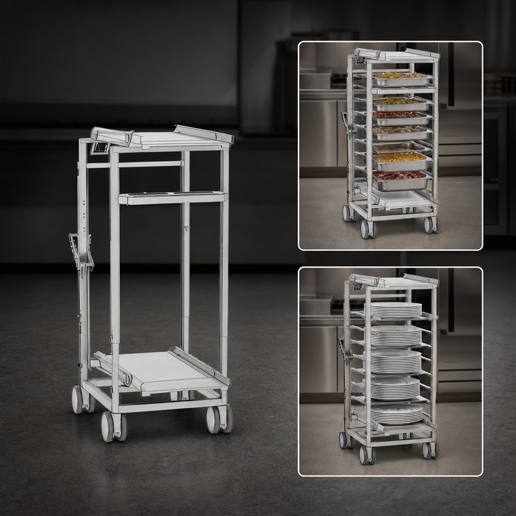 Product image #3 for RATIONAL Transport Trolley for Mobile Oven and Plate Racks, 39-Inch Height, for 6-Full and 10-Full Size Pro/Classic Units, Single Unit on Stand