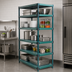 Thumbnail image #3 for QuadPlus 5-Tier Stationary Wire Shelving Starter Unit, 60W x 21D x 74H, Blue-Green Hybrid Epoxy Finish