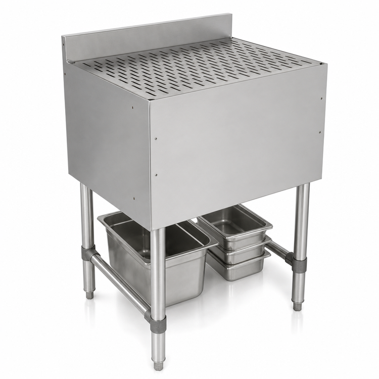 Product image #3 for John Boos Freestanding Underbar Stainless Steel Drainboard with 3-Inch Backsplash, 12 x 21 x 32-1/2 Inches