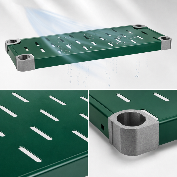 Product image #3 for Eagle Group Quik-Set 54 x 24-Inch Louvered Solid Shelf, 16-Gauge Galvanized Steel, Green Epoxy Finish