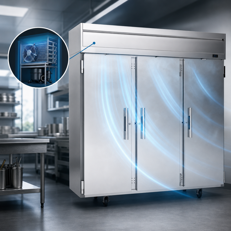 Product image #3 for Victory Elite 3-Section Top-Mount Reach-In Freezer, 69.1 Cu. Ft., Stainless Steel Front