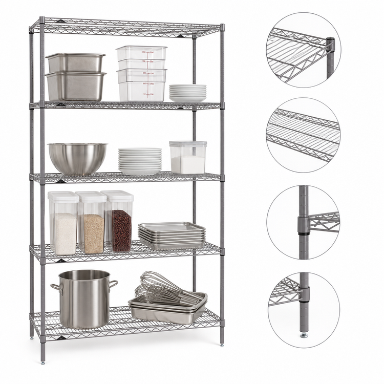 Product image #3 for Metro Super Erecta 24"W x 21"D x 74"H Stationary Wire Shelving Starter Unit, 4 Shelves, Metroseal Gray