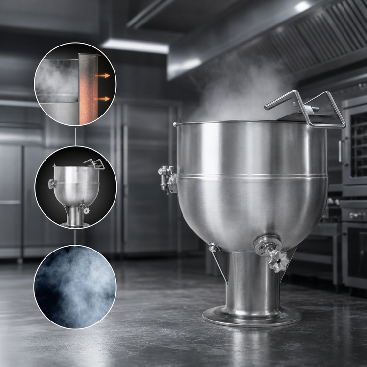 Product image #3 for Legion LSP-50 50-Gallon Stationary Direct Steam Kettle with Pedestal Base