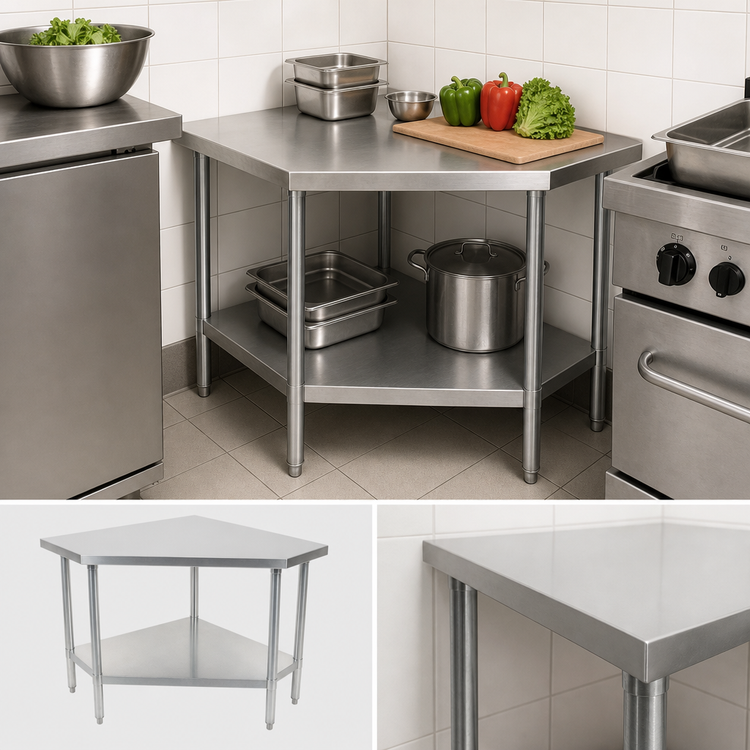Product image #3 for John Boos Stallion Economy Corner Work Table, 30 x 24 Inches, 18/430 Stainless Steel Flat Top