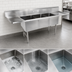 Thumbnail image #3 for John Boos B Series 3-Compartment Stainless Steel Sink with Left and Right Drainboards and 10-Inch Backsplash, 87-1/4-Inch Wide