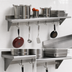 Thumbnail image #3 for Advance Tabco Wall-Mounted Shelf with Pot Rack, 144 Inch W x 18 Inch D, Stainless Steel