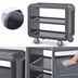 Thumbnail image #4 for Cambro Service Cart Pro Medium 3-Shelf Open-Side Bus Cart, 600 lb Capacity, Charcoal Gray