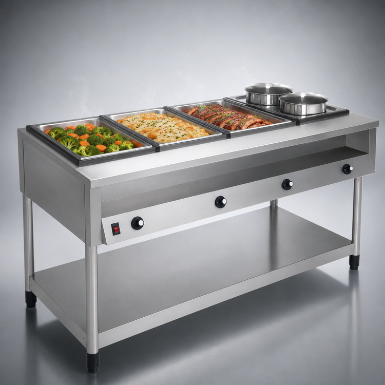 Product image #3 for Vollrath ServeWell® 4-Well Sealed-Well Electric Hot Food Table with Open Shelf Base