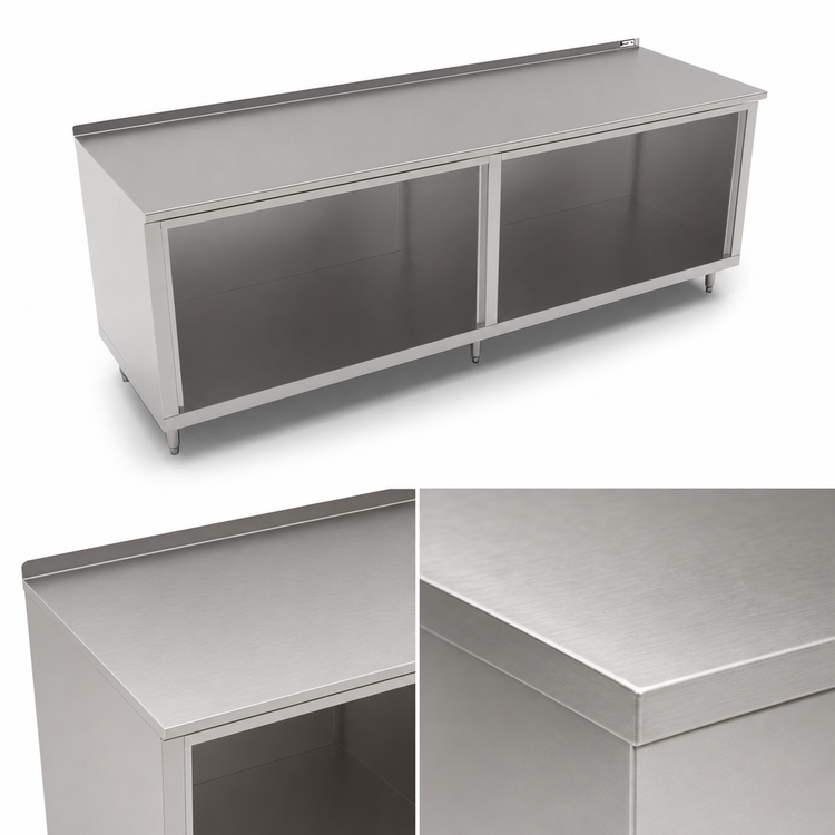 Product image #3 for John Boos Open Front Cabinet Base Work Table with 14 Gauge Stainless Steel Top, 132"W x 36"D
