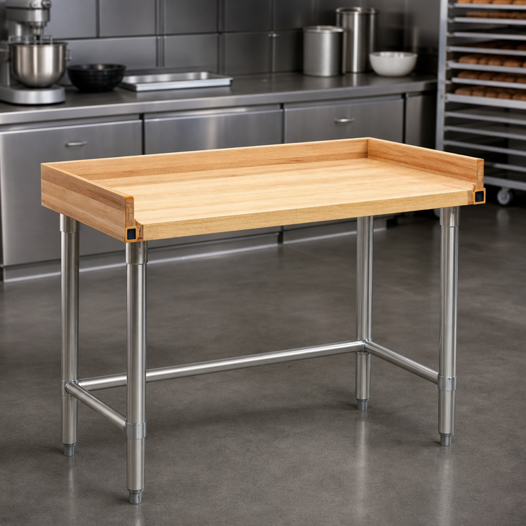 Product image #3 for Eagle Group 48" x 30" Bakers' Top Work Table with 1-3/4" Hardwood Top and Stainless Steel Base