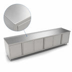 Thumbnail image #3 for John Boos 4CH4R1.5-30144 Enclosed Stainless Steel Work Table, 144W x 30D, 14-Gauge Type 300 Top, 1-1/2-Inch Backsplash
