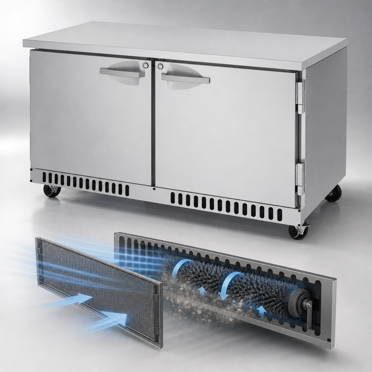 Product image #3 for Turbo Air PRO Series 2-Section Front Breathing Undercounter Refrigerator with Solid Doors