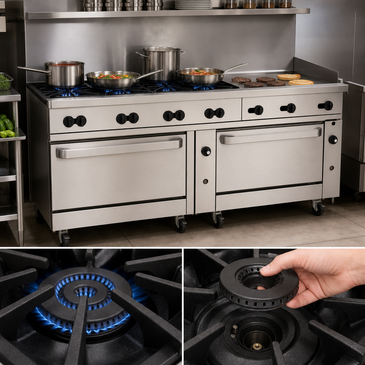 Product image #3 for Wolf Challenger XL C72SC-6B36GT 72" Gas Restaurant Range with 6 Open Burners, 36" Griddle, Standard Oven, and Convection Oven