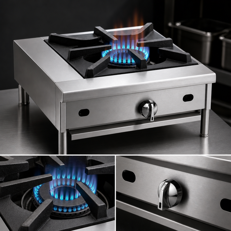 Product image #3 for Supreme Restaurant Series 12-Inch Countertop Gas Hot Plate with 1 Open Burner