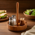 Thumbnail image #4 for American Metalcraft Loft Collection Acacia Wood Condiment Caddy, 7-1/4 Inch Diameter