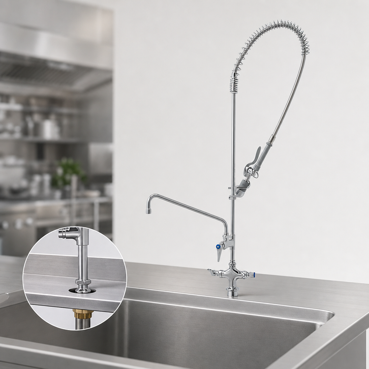 Product image #3 for T&S Brass EasyInstall Single-Hole Deck-Mount Pre-Rinse Unit with 12-Inch Swing Nozzle and 1.07 GPM Spray Valve