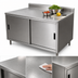 Thumbnail image #3 for Stainless Steel Chef Table Cabinet Base with Sliding Doors and 5-Inch Back Riser, 36 x 30 Inches