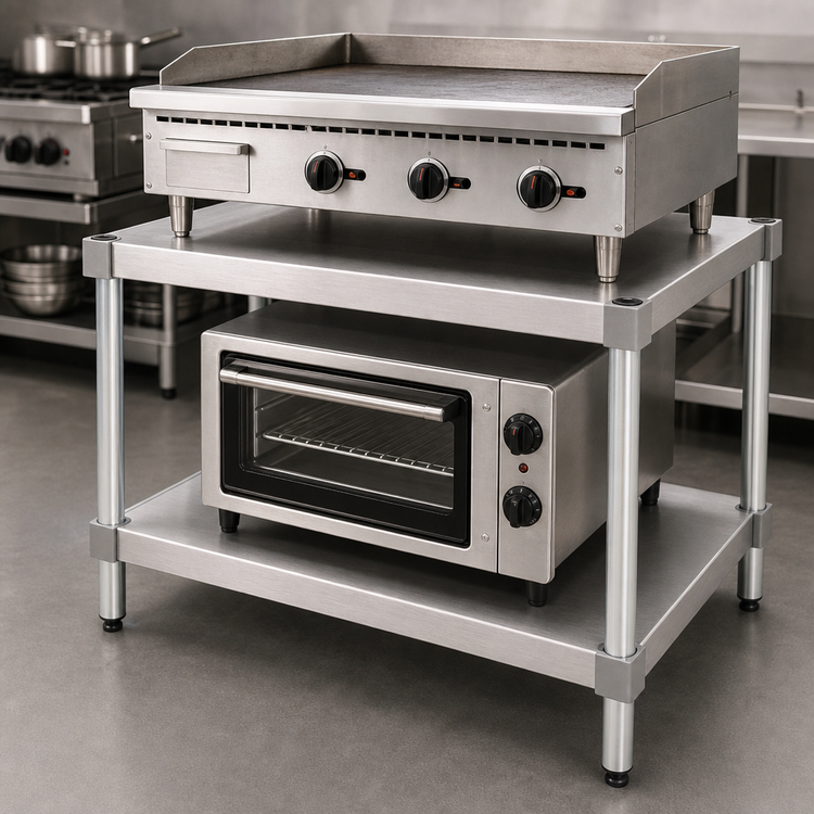 Product image #3 for New Age Stationary Aluminum Equipment Stand with 2 Adjustable Solid Shelves, 36-Inch Wide x 20-Inch Deep x 30-Inch High