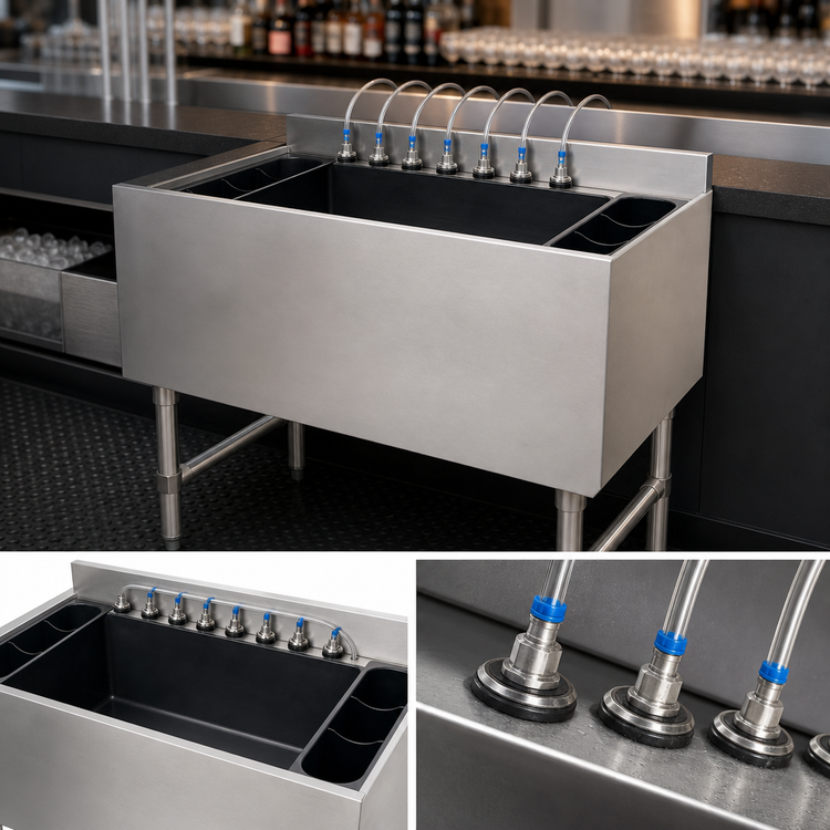 Product image #3 for Omcan 36-Inch Insulated Bar Ice Bin with 7-Circuit Post-Mix Cold Plate