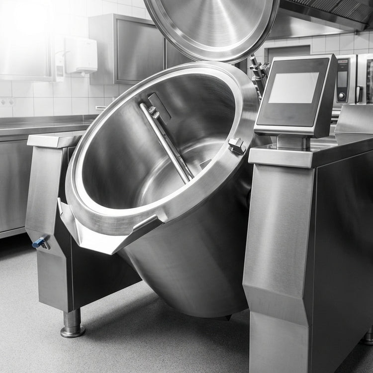 Product image #2 for Baskett UPRIE122M_V1 122 Gallon Electric Indirect Heating Tilting Kettle with Mixer