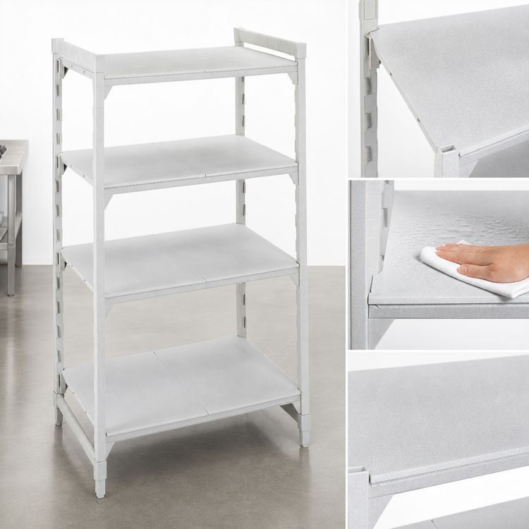 Product image #4 for Cambro Camshelving Premium 4-Shelf Solid Stationary Starter Unit, 18 x 36 x 72 Inches, Speckled Gray