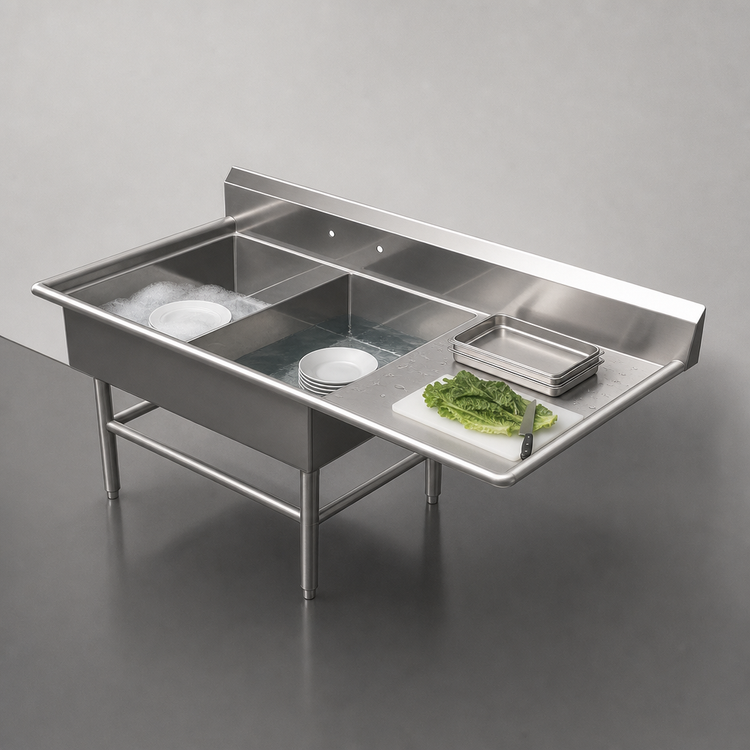 Product image #3 for John Boos Pro-Bowl 2-Compartment Stainless Steel Sink with Right Drainboard, 74-3/16 Inch W x 33-1/2 Inch D