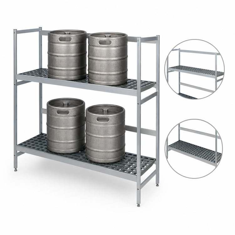 Product image #3 for Fermod 2R42B57 2-Shelf Aluminum Keg Rack, 4-Keg Capacity, 42 x 18 x 57 Inches