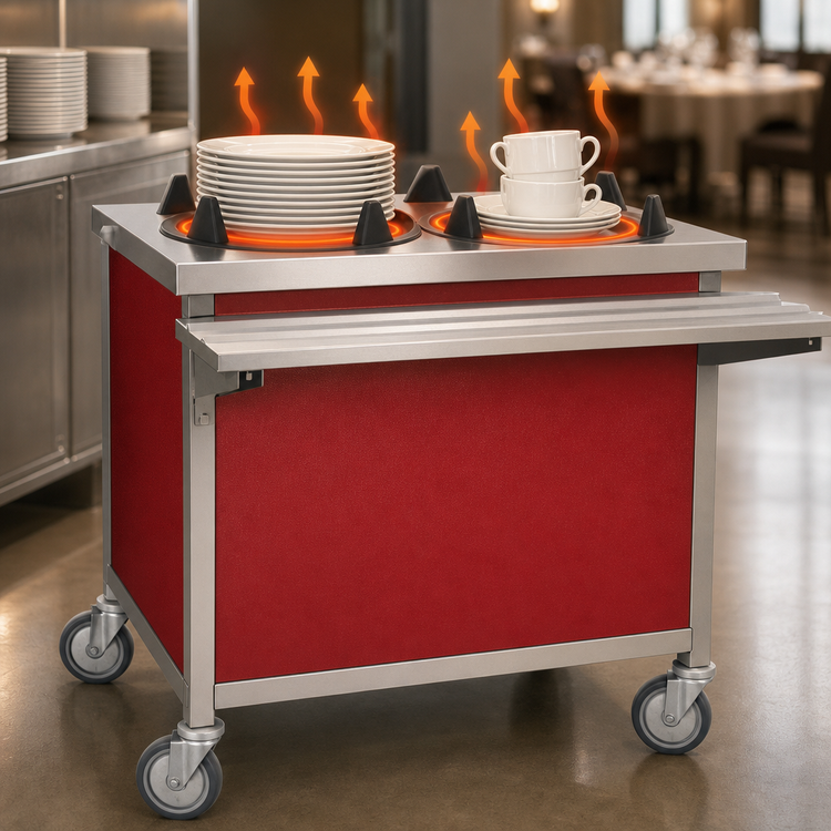 Product image #3 for Eagle Group Director's Choice Mobile Heated Cup/Saucer Dispenser with Holly Berry Red Panels