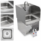 Thumbnail image #3 for John Boos Pro-Bowl PBHS-W-0909-KV2MB-SS Wall-Mounted Stainless Steel Hand Wash Sink with Double Knee Valves, 9 x 9 x 5-Inch Bowl