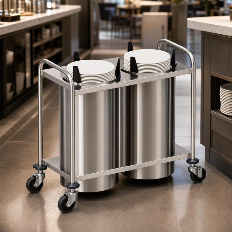 Product image #3 for Atlas Metal MOPD2-12 2-Stack Mobile Open Plate Dispenser for 12-Inch Plates