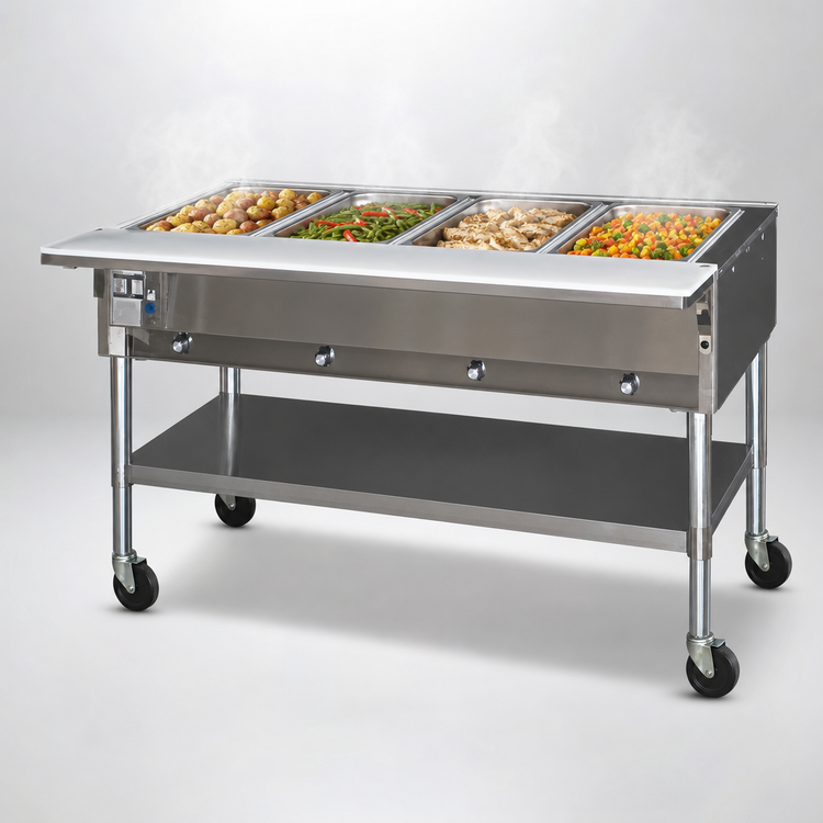 Product image #3 for 66-Inch Portable Electric Hot Food Table with 4 Dry Wells and Cutting Board