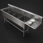 Thumbnail image #3 for John Boos Pro-Bowl 4PB18-1D18R 4-Compartment Stainless Steel Sink, Right Drainboard, 18 x 18 x 12 Inch Compartments, 16 Gauge