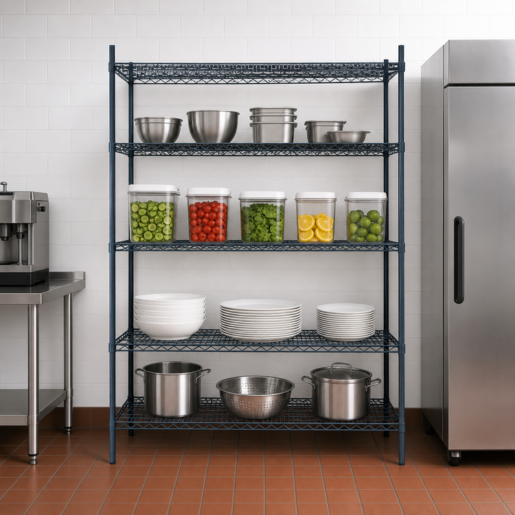 Product image #3 for Mixrite 4-Shelf Epoxy Wire Shelving Unit, 60 x 24 x 74 Inches, Slate Gray