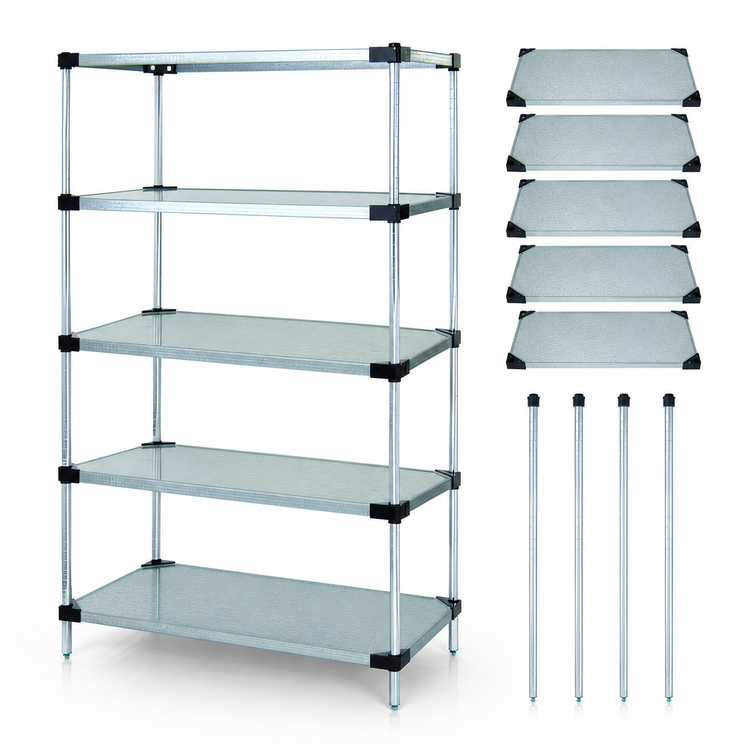 Product image #3 for Quantum 36"W x 24"D x 54"H Stationary Solid Shelving Starter Kit with 5 Solid Shelves