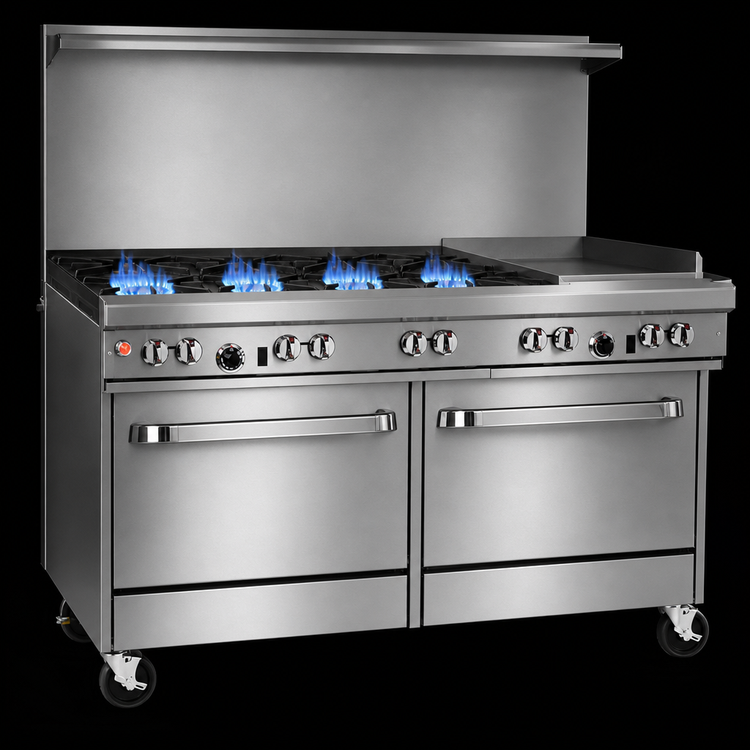 Product image #3 for Southbend Ultimate 60-Inch Gas Restaurant Range with 4 Pyromax Burners, 24-Inch Griddle, Standard Oven and Convection Oven