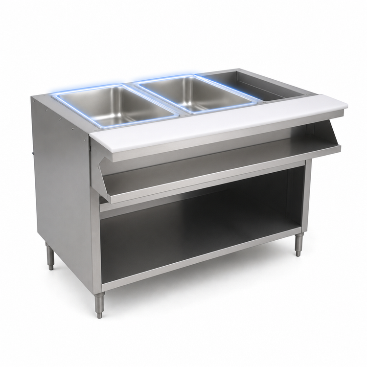 Product image #3 for Spec-Master Sealed Well Electric Hot Food Table, Open Cabinet Base, 2 Wells, 208V