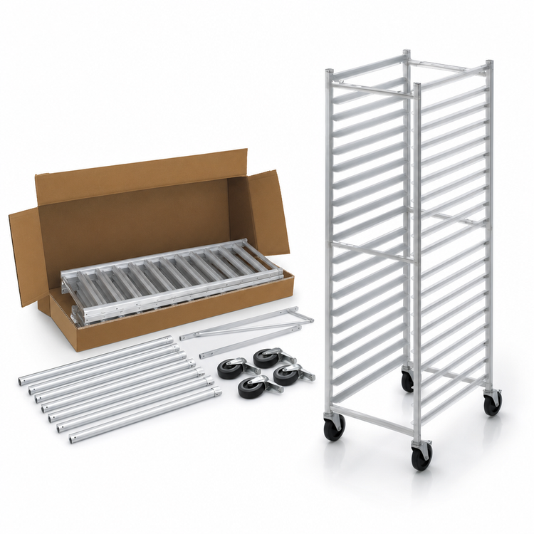 Product image #3 for Channel 403AKD Knock-Down Aluminum End-Load Bun Pan Rack with 5-Inch Casters