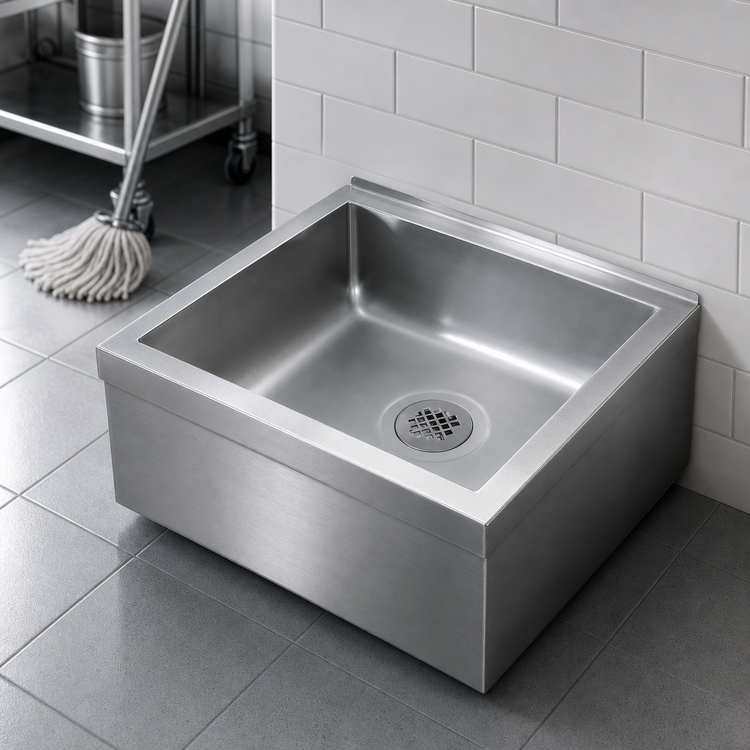 Product image #3 for Advance Tabco Special Value Series Floor Mounted Stainless Steel Mop Sink with 20 x 16 x 6 Inch Bowl