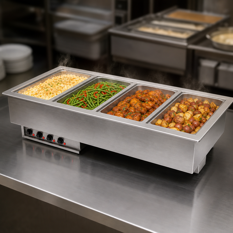 Product image #3 for Vollrath Four-Well Drop-In Electric Hot Food Well with Auto-Fill and Thermostatic Controls, 4 Full-Size Pans, 120V
