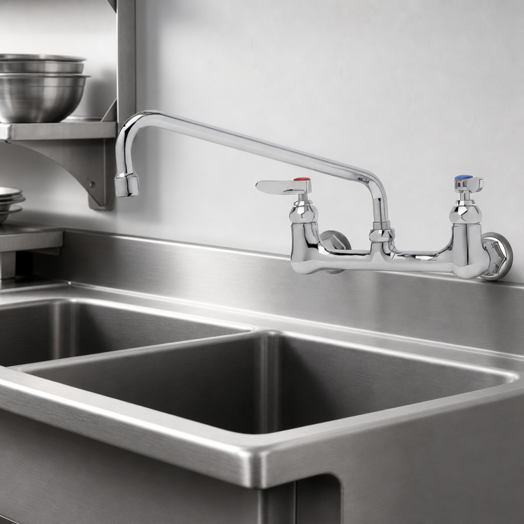 Product image #3 for Wall-Mount Sink Mixing Faucet with 12-Inch Swing Nozzle