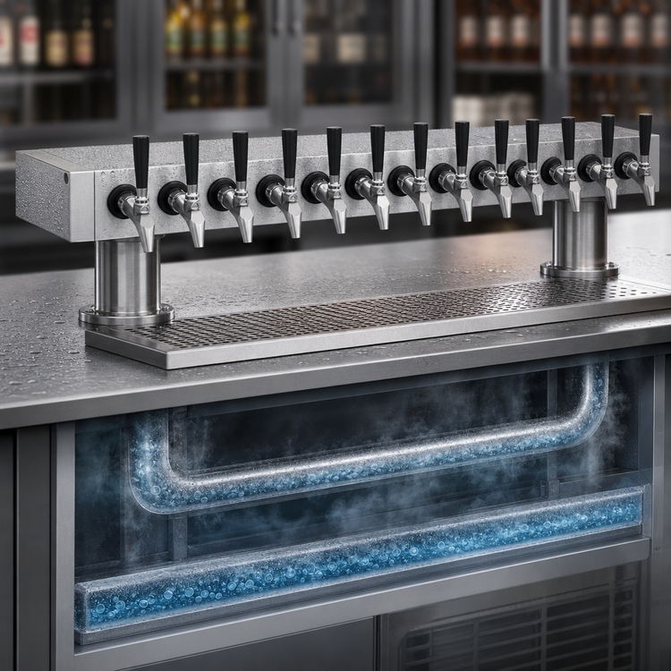 Product image #3 for Krowne 36-Inch Glycol-Cooled Undercounter Beer Tower, 12-Faucet Capacity, Brushed Stainless Steel